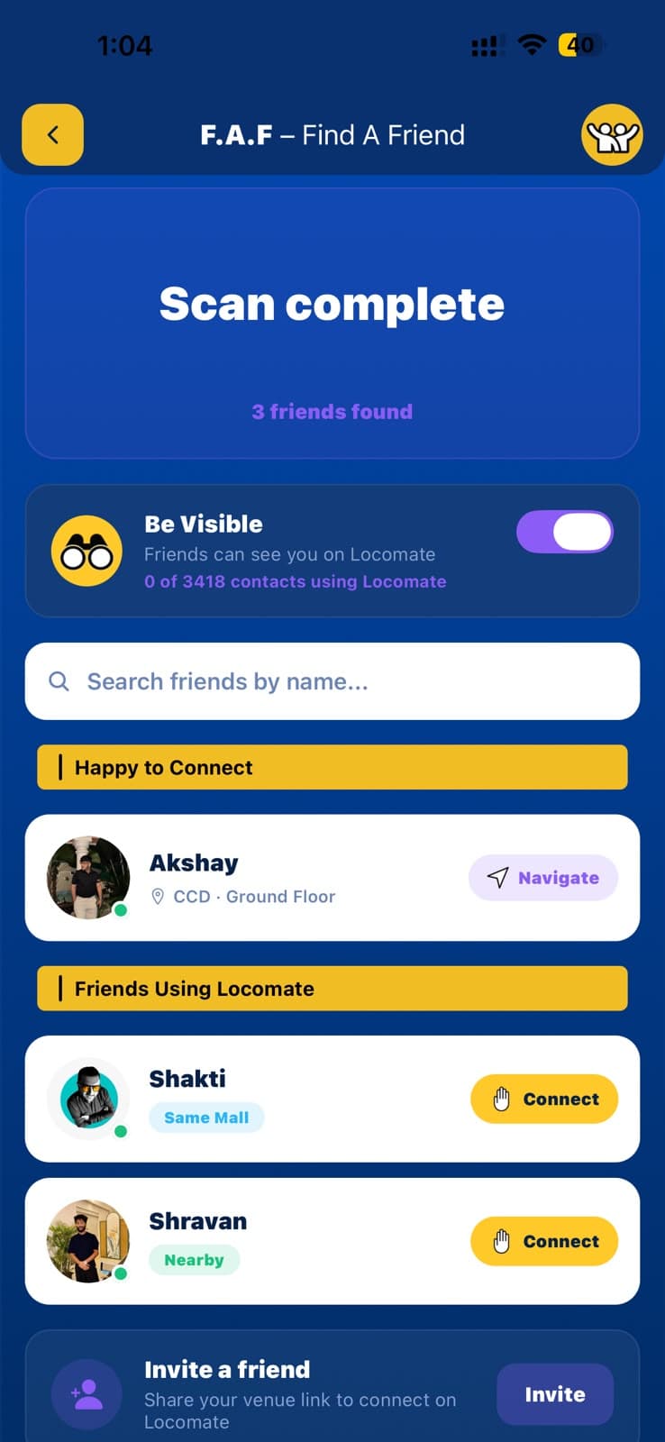 Find a Friend feature